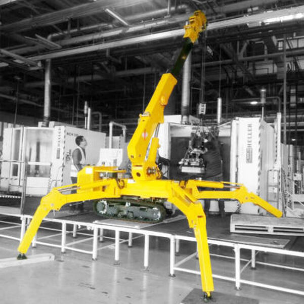 Yellow mini spider crane for factory use in the United States
